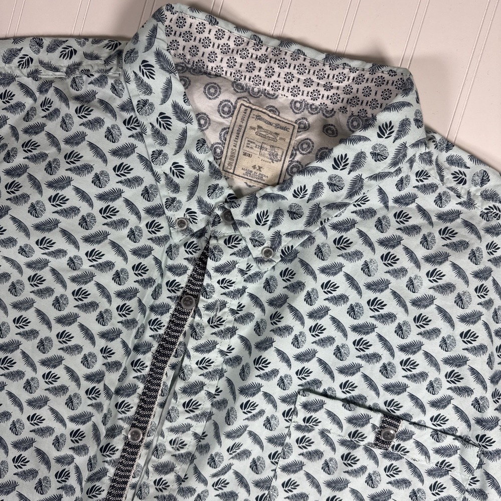 Alexander Julian Colours Tropical Print Short Sleeve Button Up Shirt Men's 4X